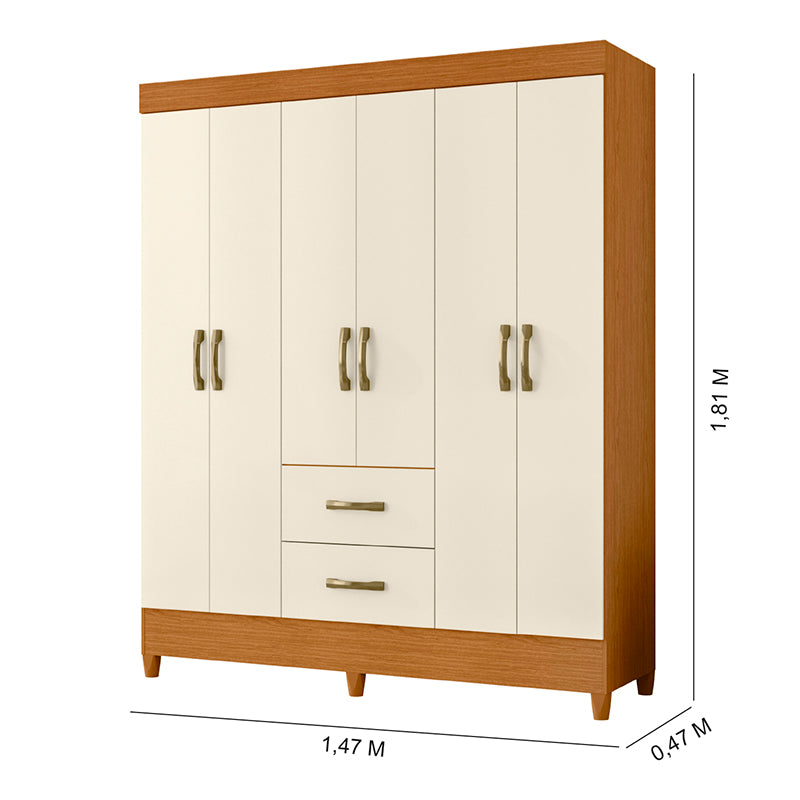 Clóset Mobi 6 Puertas 2 Cajones Beige
