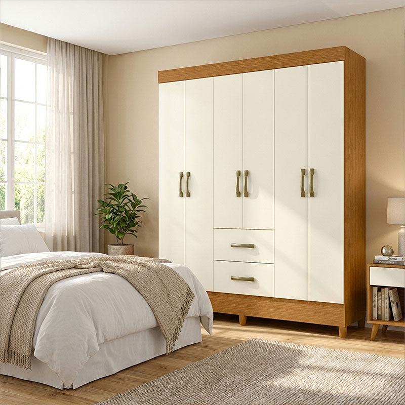 Clóset Mobi 6 Puertas 2 Cajones Beige