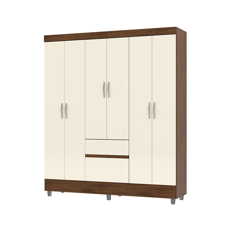 Clóset Ideal 6 Puertas Y 2 Cajones Crema