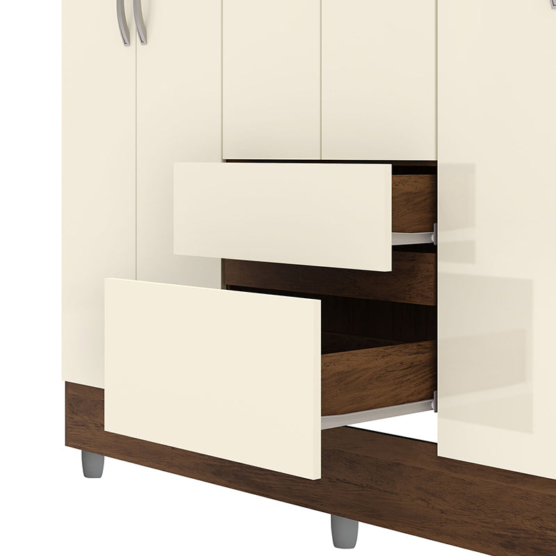 Clóset Ideal 6 Puertas Y 2 Cajones Crema