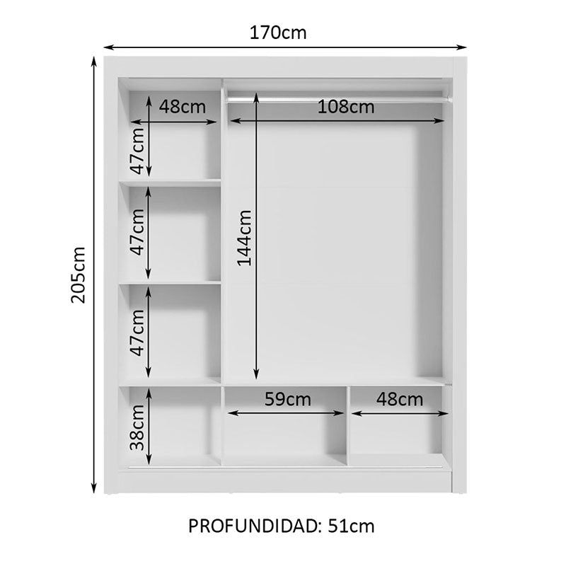 Clóset Monaco 3 Puertas Corredizas Blanco