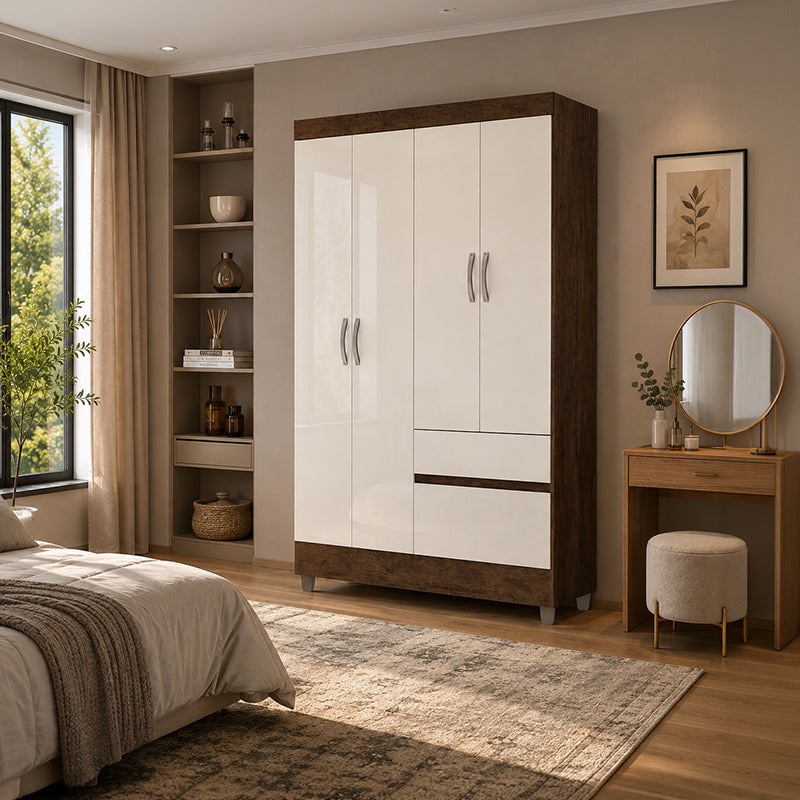 Clóset Ideal 4 Puertas 2 Cajones Crema