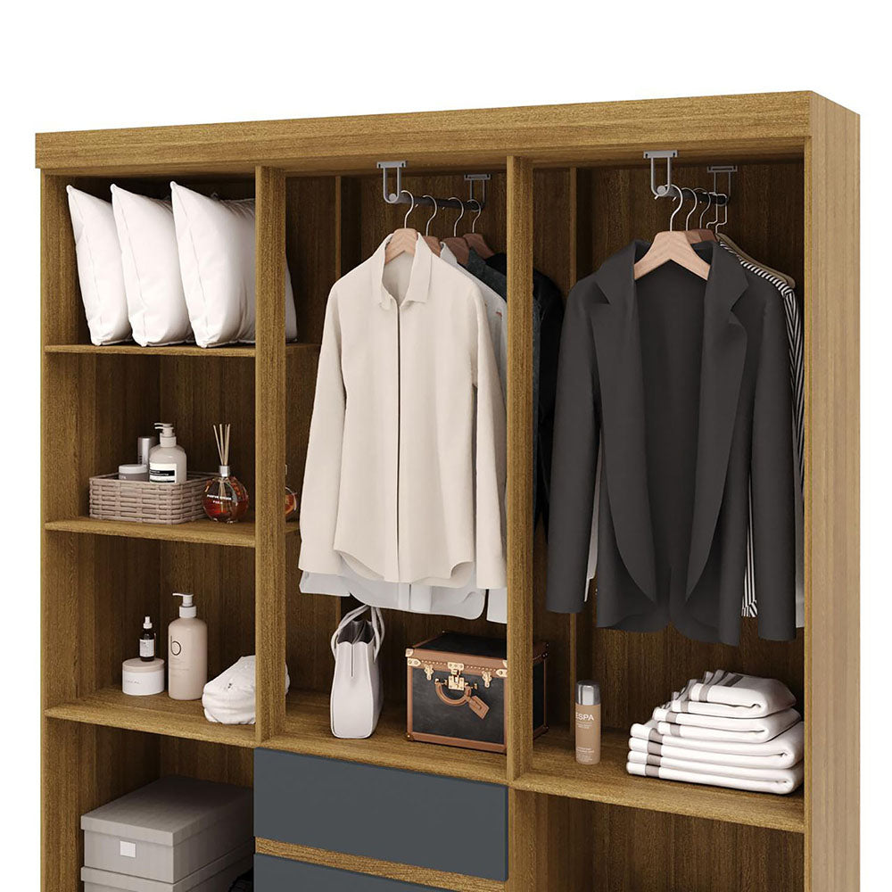 Clóset Ideal 6 Puertas Y 2 Cajones Gris