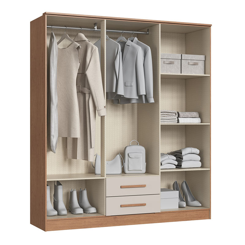 Closet Pequim 6 Puertas 2 Cajones Beige
