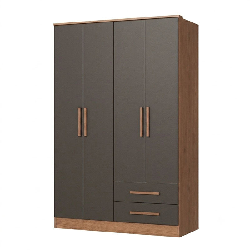 Closet Pequim 4 Puertas 2 Cajones Gris Oscuro