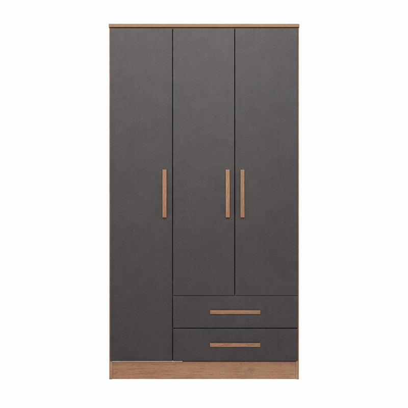 Closet Pequim 3 Puertas 2 Cajones Gris Oscuro