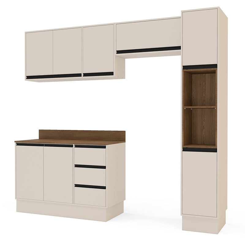 Cocina Modular Koya Con Despensa 8 Puertas Y 3 Cajones - Beige