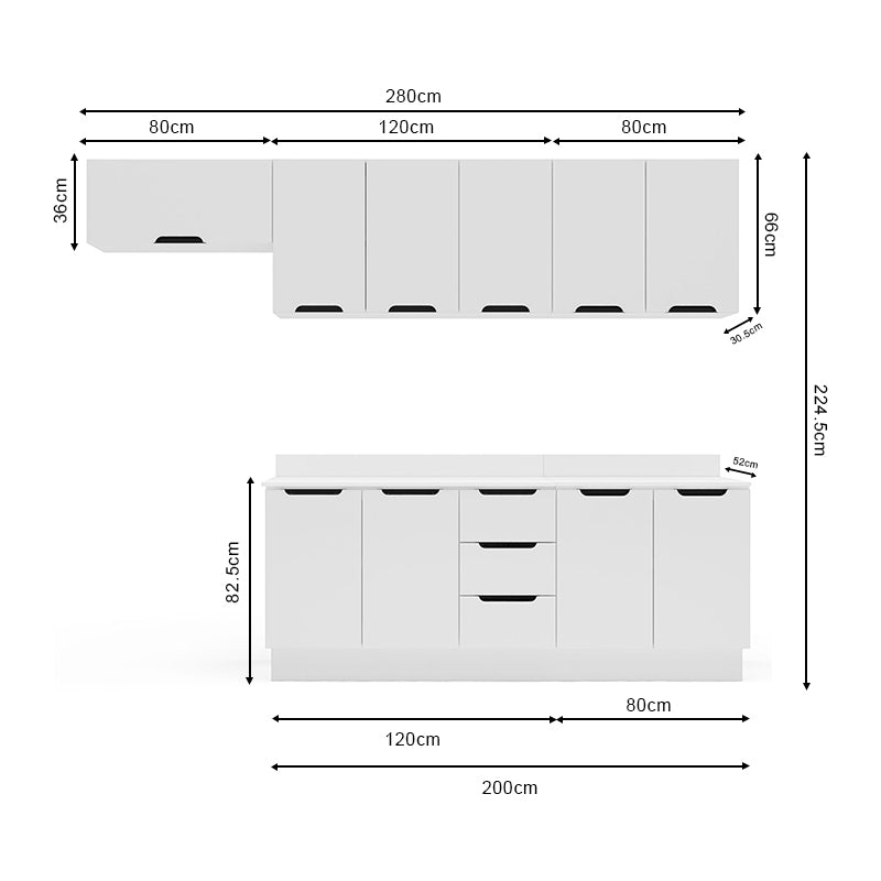 Cocina Modular Meena Delta 10 Puertas 3 Cajones Blanco