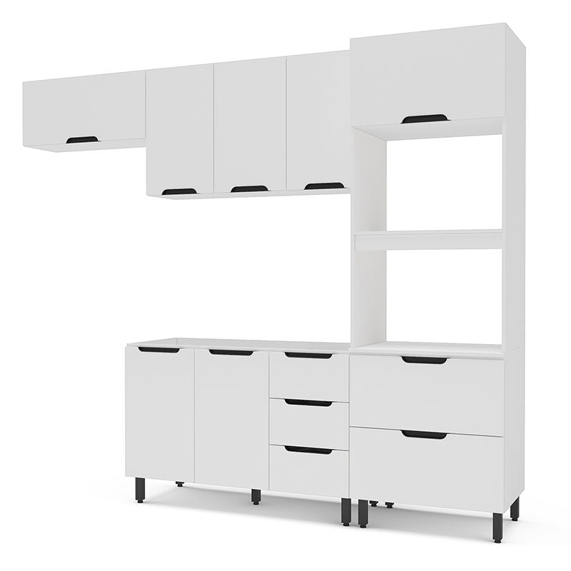 Cocina Modular Meena Delta 8 Puertas 4 Cajones Blanco