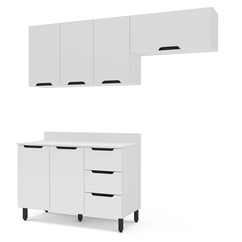 Cocina Modular Meena Delta 6 Puertas 3 Cajones Blanco