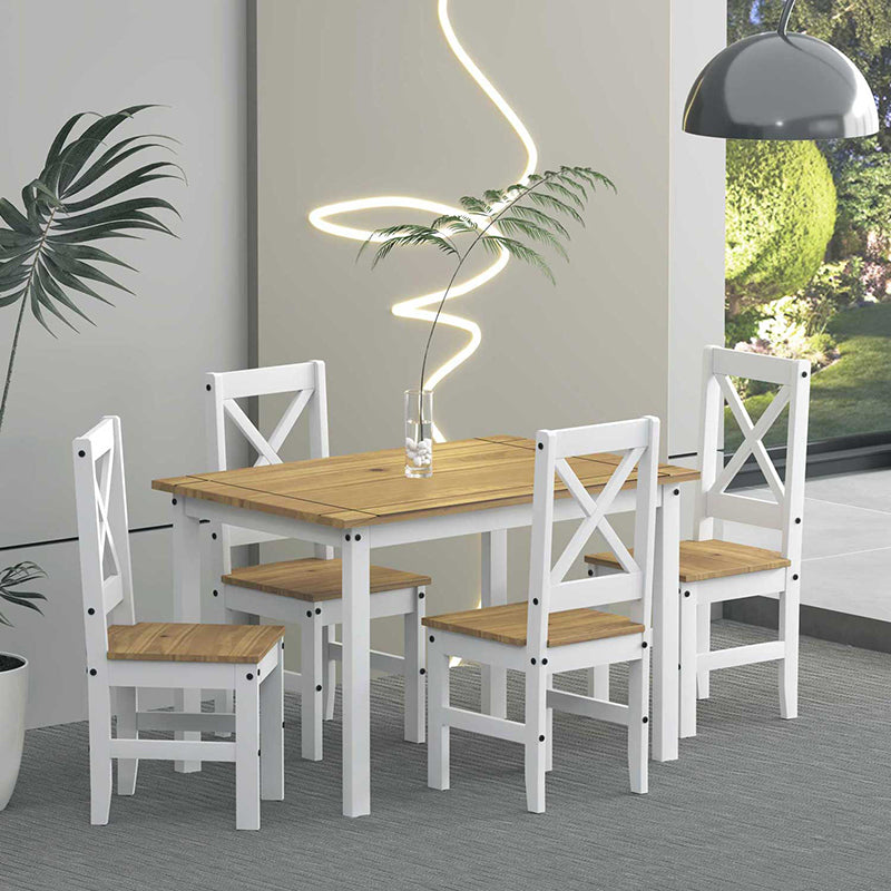 Comedor Madera Lucia Blanco 4 Sillas