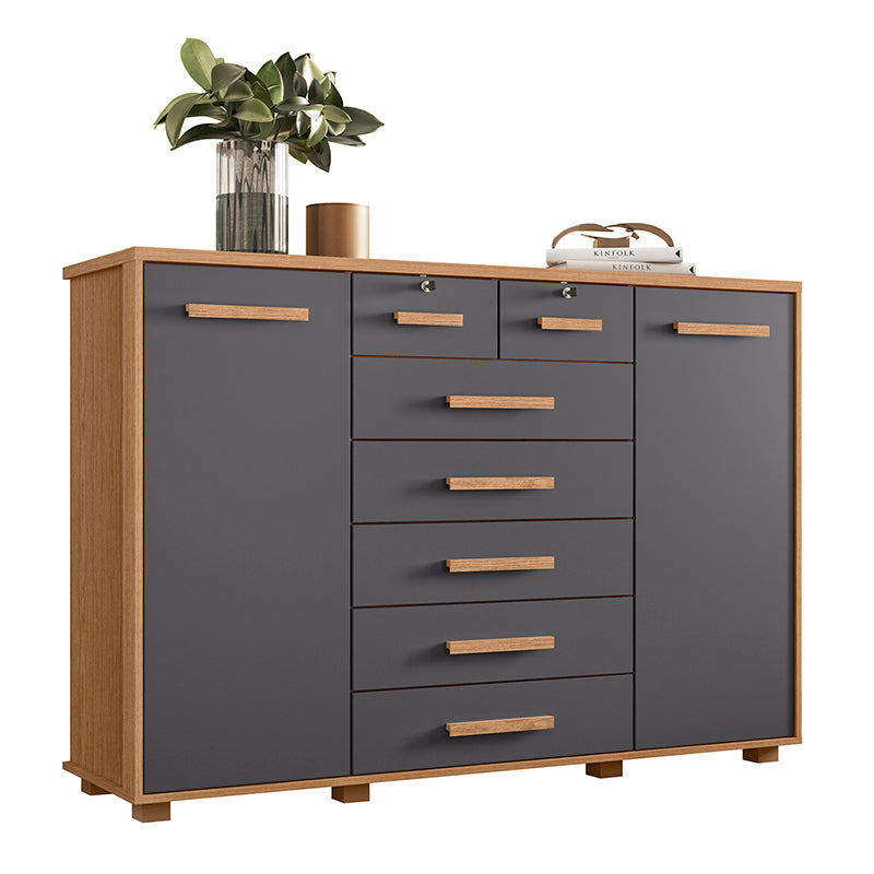 Cómoda Fontana Gris 2 Puertas + 7 Cajones