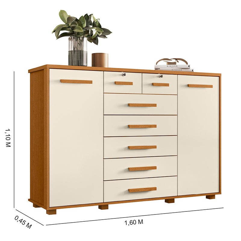 Cómoda Fontana Beige 2 Puertas 7 Cajones