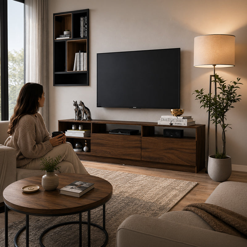 Rack TV Moyan Rustic 2 Puertas Hasta TV de 75"