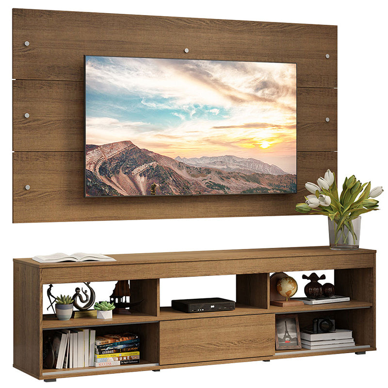 Panel TV Orlando Café 1 Puerta Con Rack Hasta TV de 65"