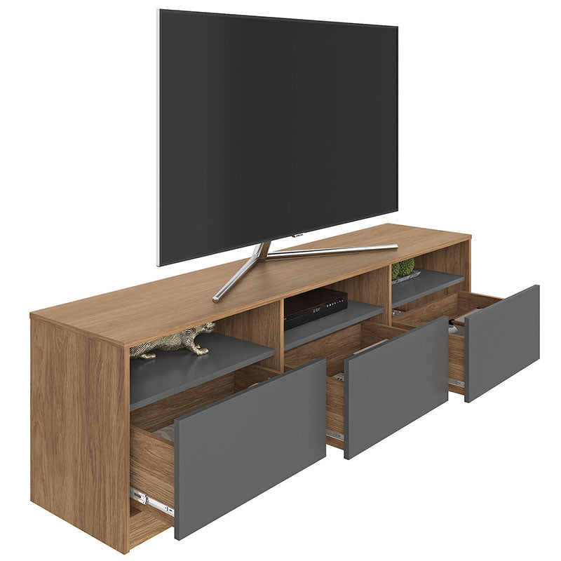 Rack Tv Atlas 3 Cajones Café/Grafito