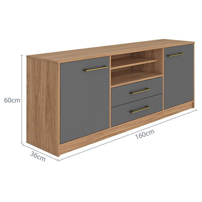 Rack Tv Alerce 2 Puertas 2 Cajones Hasta 70 Pulgadas