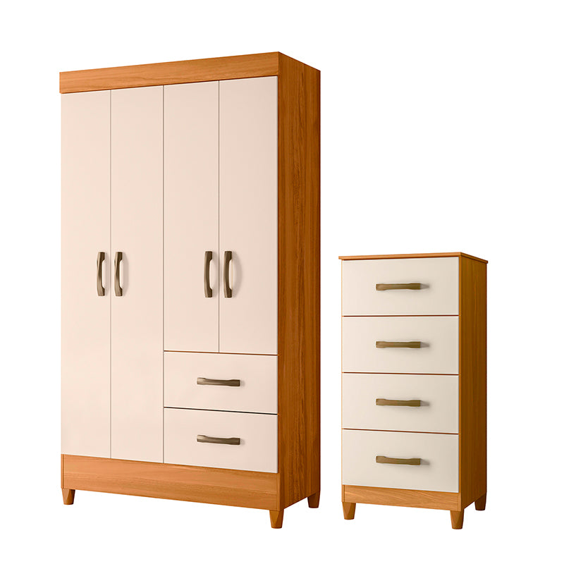 Set Clóset 4 Puertas + Cómoda 4 Cajones Beige