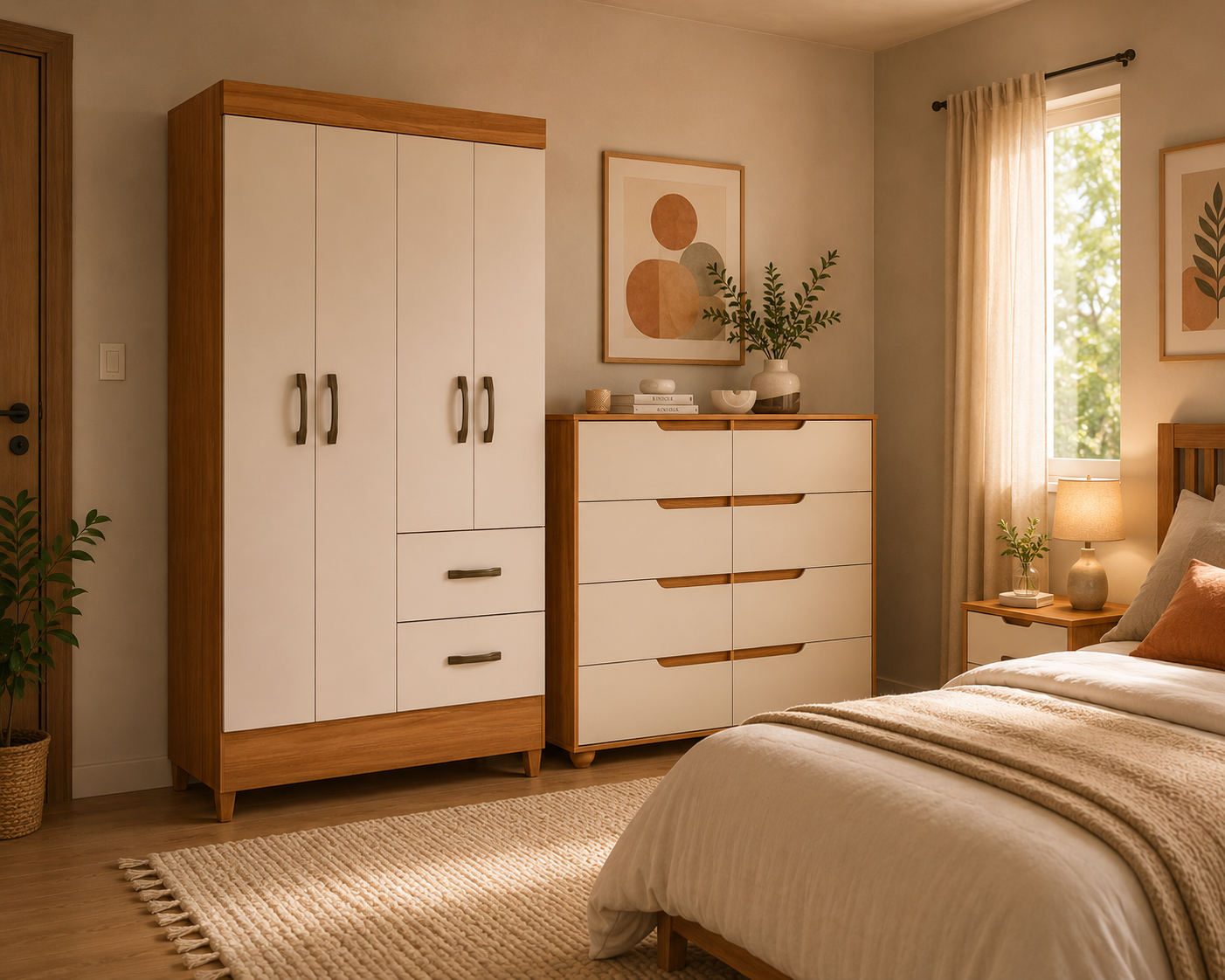Set de dormitorio con clóset y cómoda Vekkahome