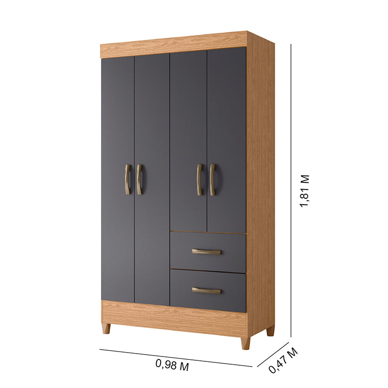 Clóset 4 Puertas Mobi Graphite