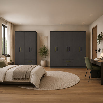 Set Closets 4 Puertas 2 Cajones + Clóset 6 Puertas 2 Cajones Negro