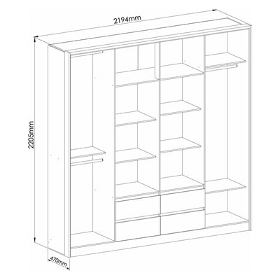 Clóset Astor 4 Puertas 4 Cajones