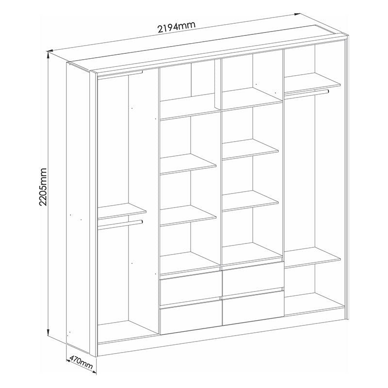 Clóset Astor 4 Puertas 4 Cajones