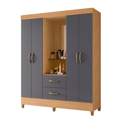 Clóset 4 Puertas 2 Cajones Mobi Capelina Gris