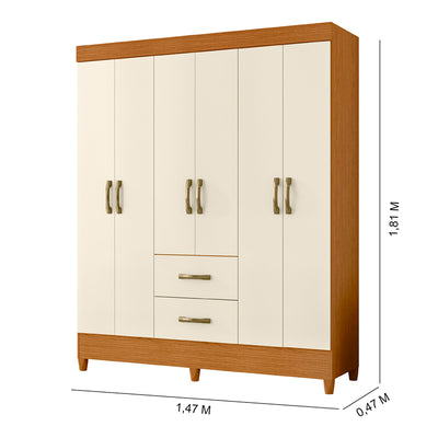 Clóset Mobi 6 Puertas 2 Cajones Beige