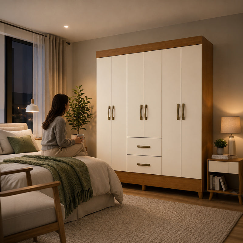 Clóset Mobi 6 Puertas 2 Cajones Beige