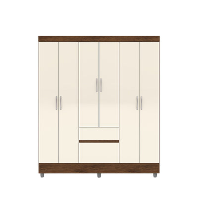 Clóset Ideal 6 Puertas Y 2 Cajones Crema