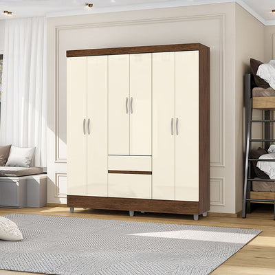 Clóset Ideal 6 Puertas Y 2 Cajones Crema