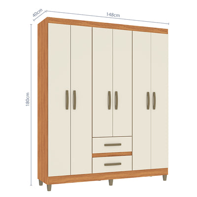 Clóset Coimbra Beige 6 Puertas 2 Cajones