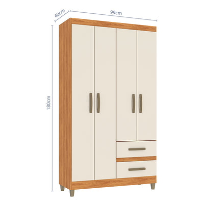 Clóset Lisboa Beige 4 Puertas 2 Cajones