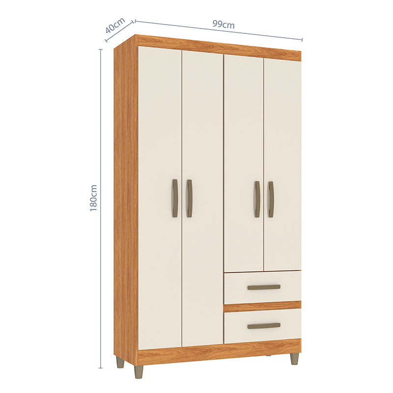 Clóset Lisboa Beige 4 Puertas 2 Cajones