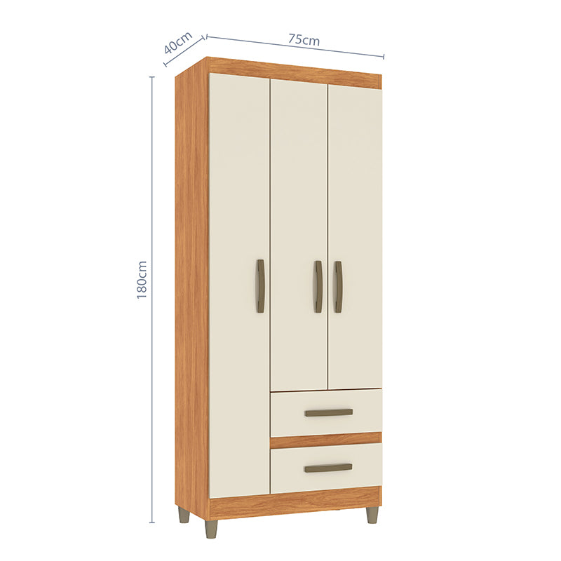 Clóset Porto Beige 3 Puertas 2 Cajones