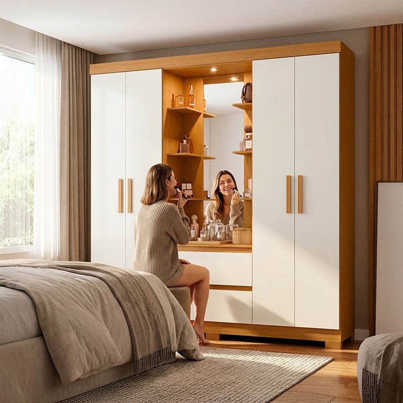 Clóset Olímpia 4 Puertas 2 Cajones Beige