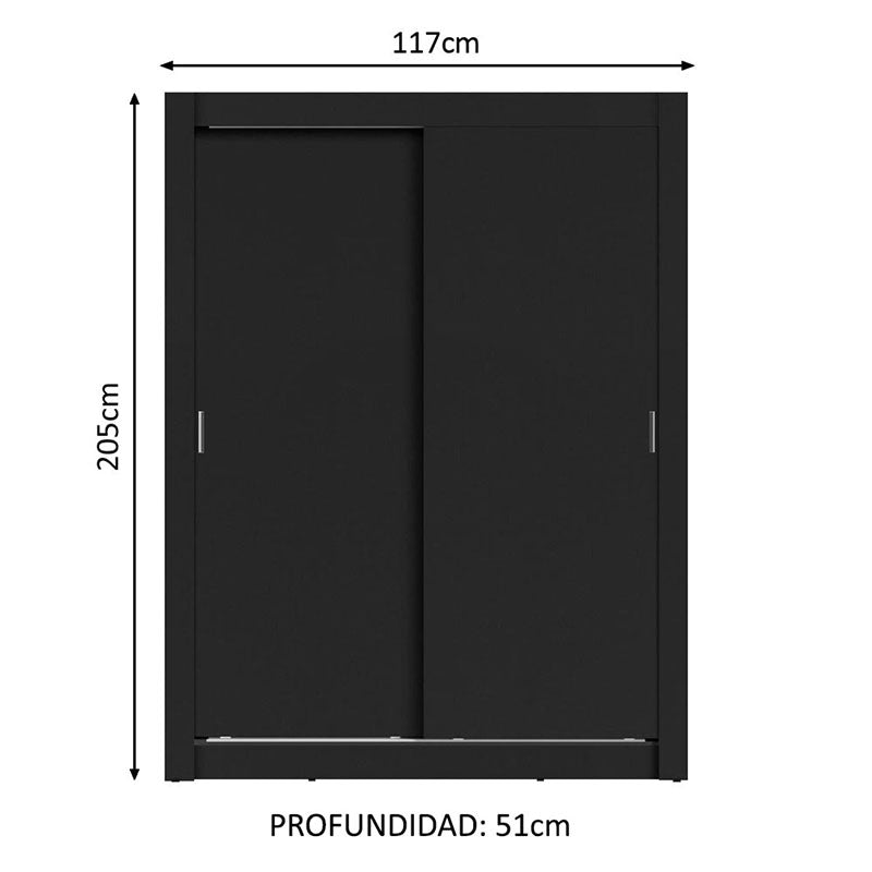 Clóset Denver 2 Puertas Corredizas Negro