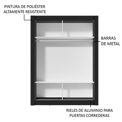 Clóset Denver 2 Puertas Corredizas Café/Negro