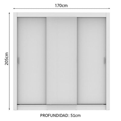 Clóset Monaco 3 Puertas Corredizas Blanco