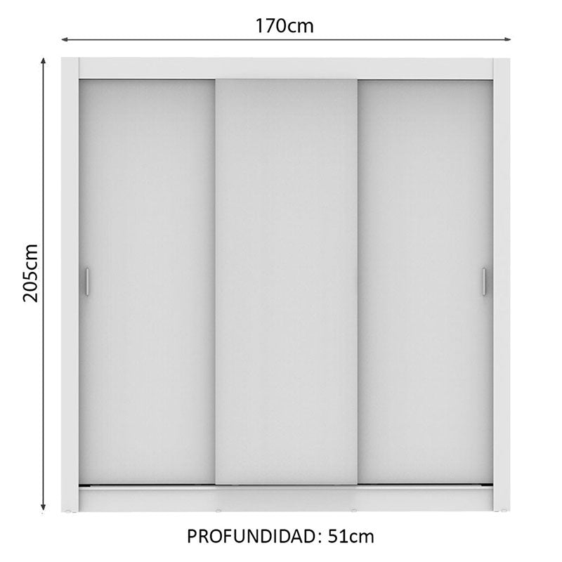 Clóset Monaco 3 Puertas Corredizas Blanco