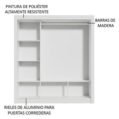 Clóset Monaco 3 Puertas Corredizas Blanco