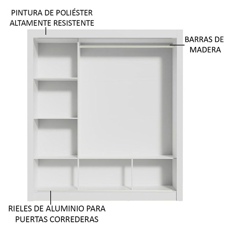 Clóset Monaco 3 Puertas Corredizas Blanco