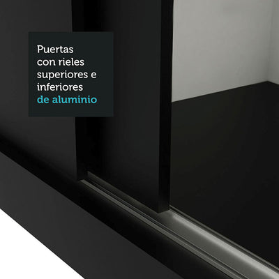 Clóset Monaco Negro 3 Puertas 170 Cm Moderno