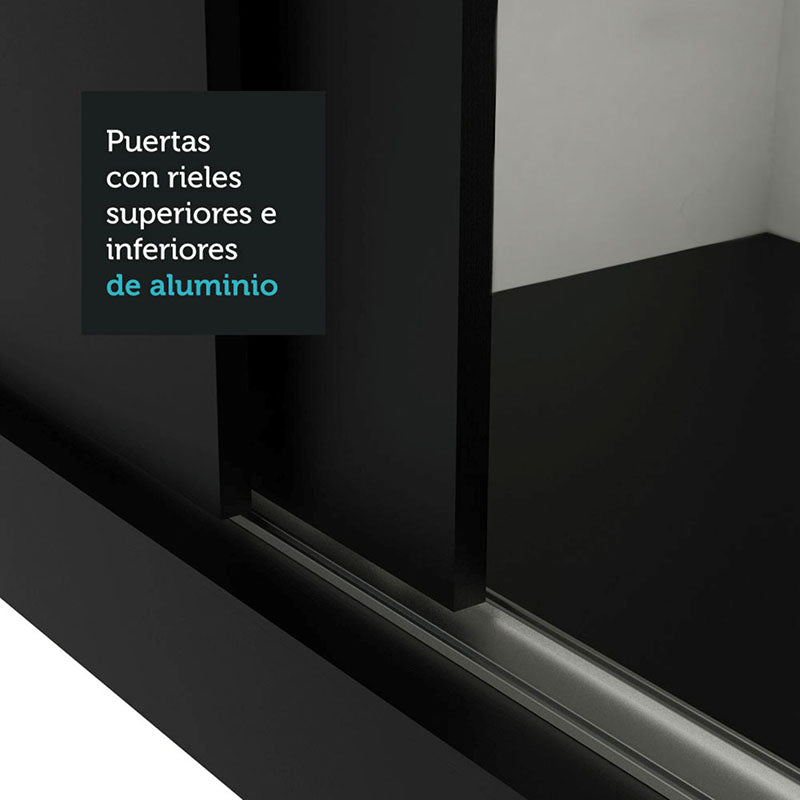 Clóset Monaco Negro 3 Puertas 170 Cm Moderno
