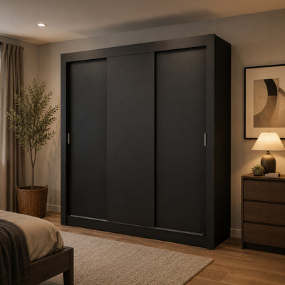 Clóset Monaco Negro 3 Puertas 170 Cm Moderno