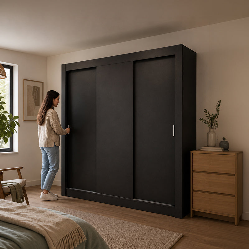 Clóset Monaco Negro 3 Puertas 170 Cm Moderno