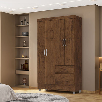 Clóset Ideal 4 Puertas 2 Cajones Café