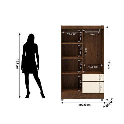 Clóset Ideal 4 Puertas 2 Cajones Crema