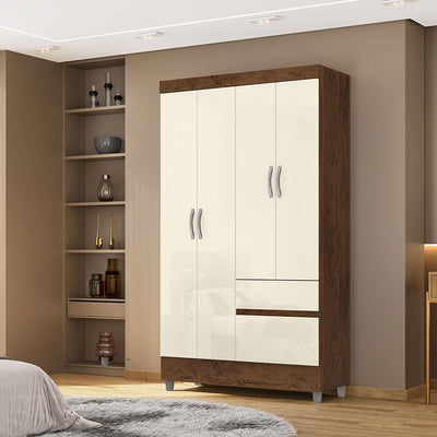 Clóset Ideal 4 Puertas 2 Cajones Crema
